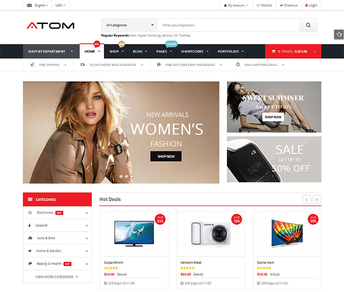 Atom – Responsives WooCommerce-WordPress-Theme