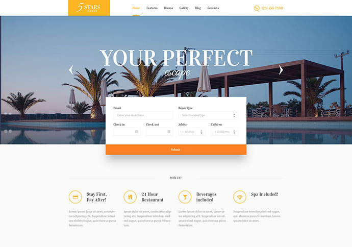 5 Sterne - WordPress-Theme für Hotels, Spas und Resorts