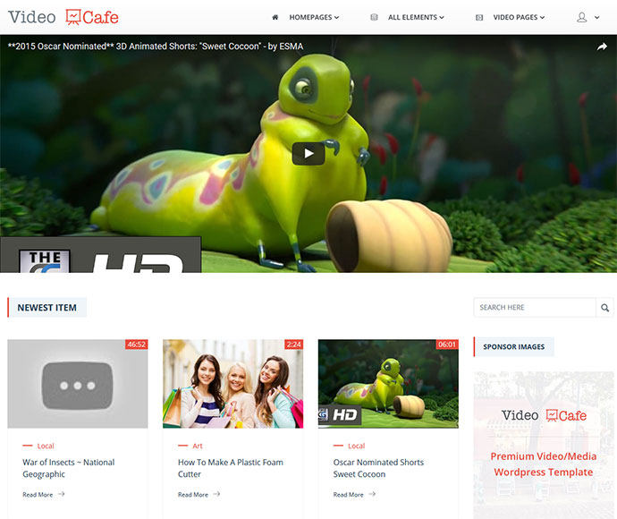 Video Cafe – Responsives WordPress-Theme für Videomagazine