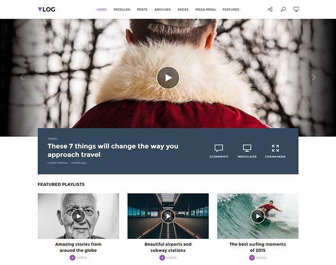 Vlog - Video-Blog / WordPress-Thema für Zeitschriften
