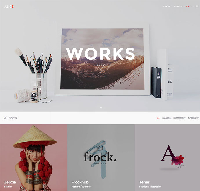 Alice - Portfolio-Theme für Agenturen und Freiberufler