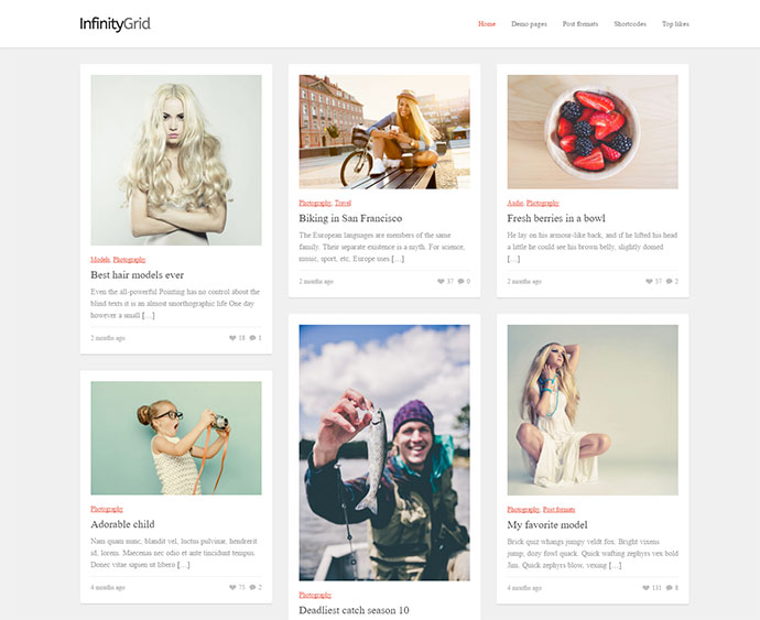 InfinityGrid - Ein unendliches Scrollen - persönliches Blogging-Thema