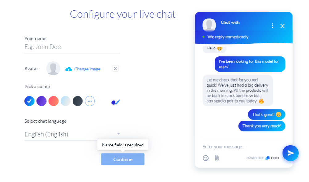 Chat live Tidio