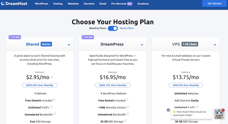 DreamHost 무료 WordPress 도메인