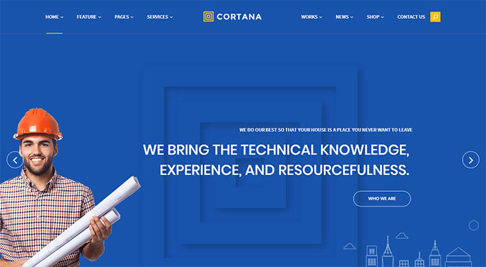 Cortana - WordPress-Theme für Gebäude und Konstruktion