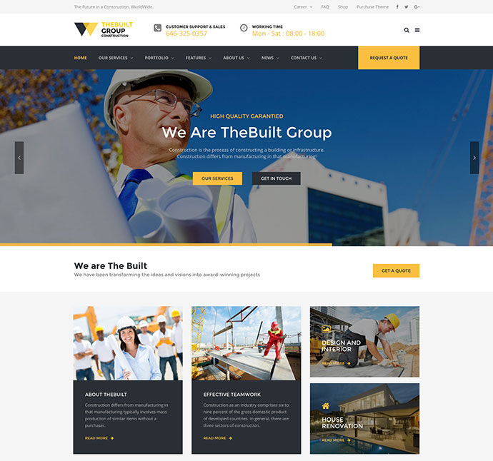 TheBuilt - WordPress-Theme für Bauwesen, Architektur und Bauwesen