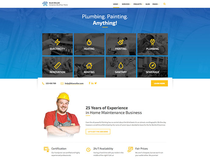 Blue Collar - Handwerker WordPress Theme