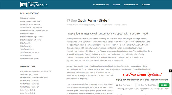 Einfaches Slide-In für WordPress