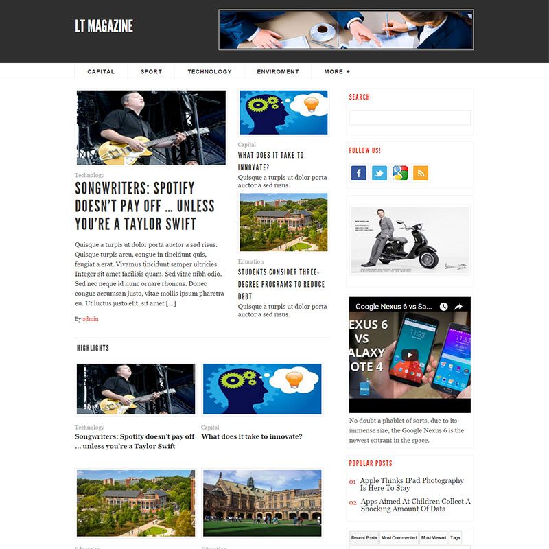 Lt-Dergi Wordpress Teması
