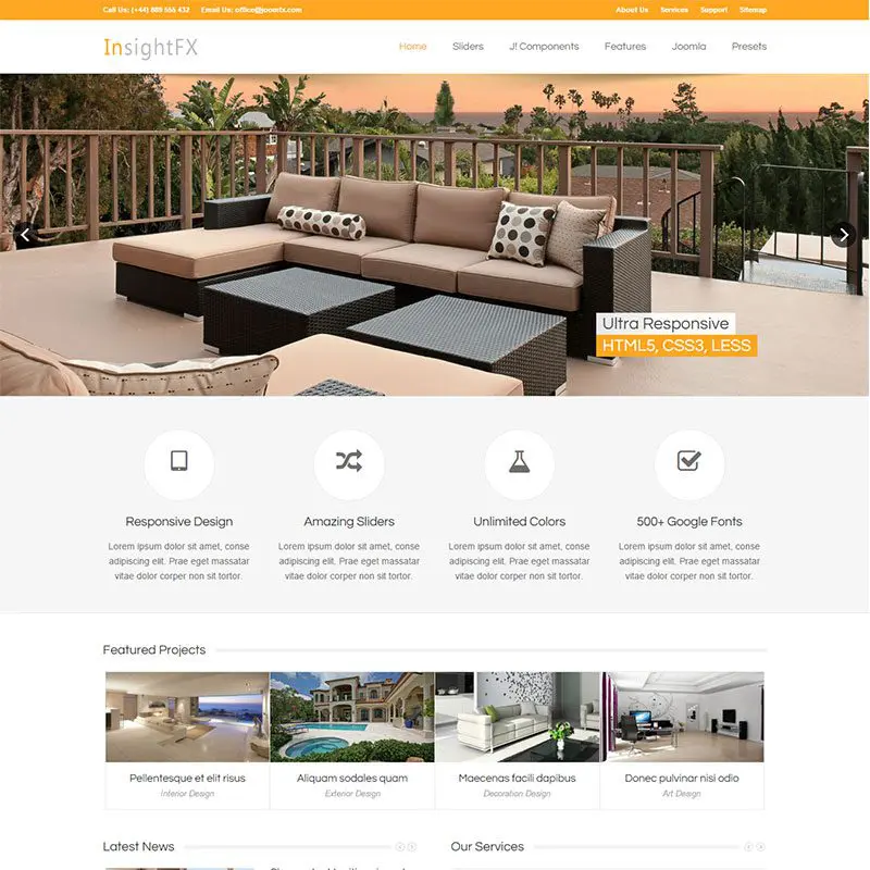 Шаблон Insightfx Joomla для веб-сайта отеля