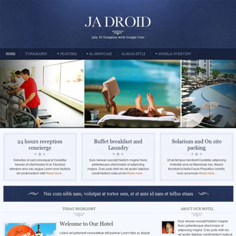 Ja-Droid Отель Joomla Шаблон