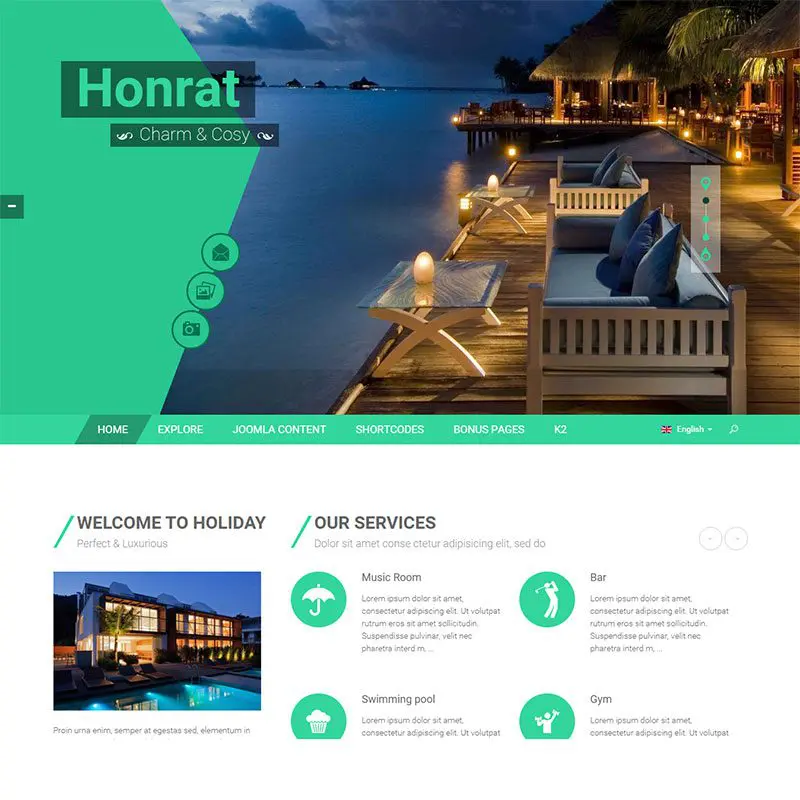Шаблон отеля Sj-Honrat Joomla