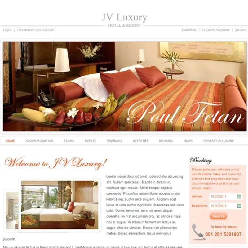 Шаблон Jv-Luxury Joomla Hotel
