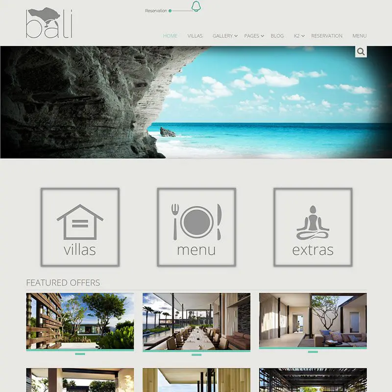 Шаблон B2J-Bali Joomla для отеля
