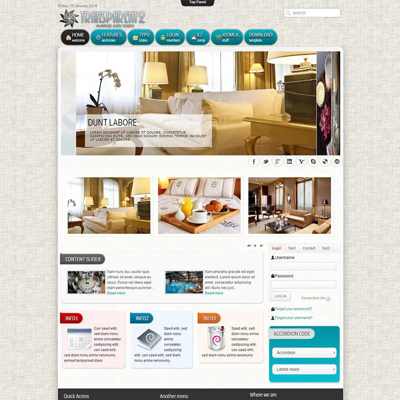 Шаблон отеля Ol-Transparent2 Joomla