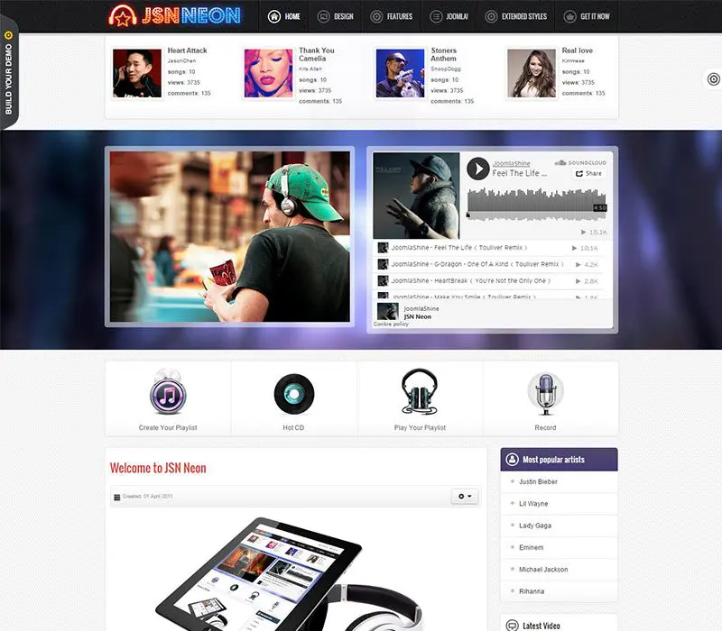 Jsn-Neon-Joomla-Template-For-Music-веб-сайт