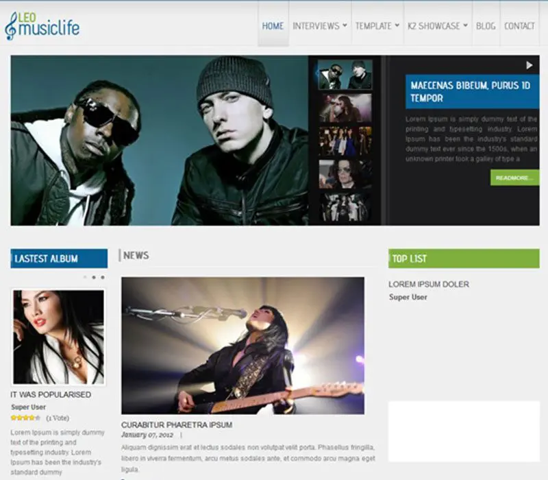 Шаблон Leo-Musiclife Joomla для музыкального сайта