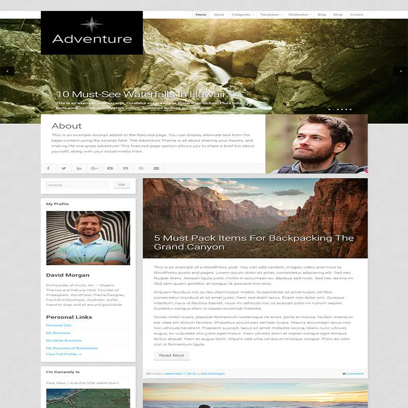 Приключенческая адаптивная тема Wordpress