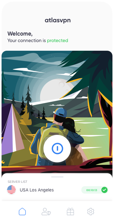 Экран приветствия Atlas VPN