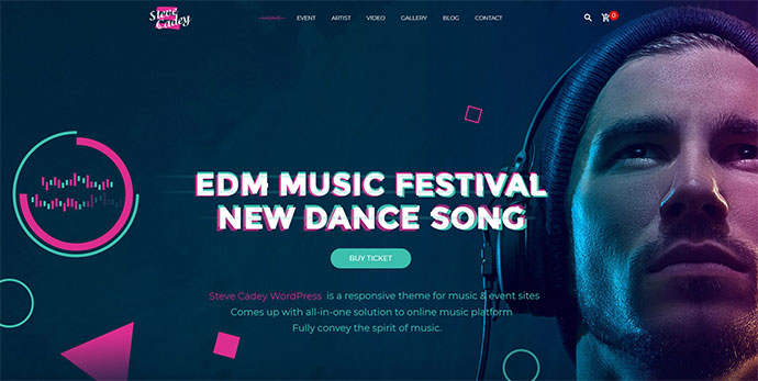 Steve Cadey - WordPress-Musikthema für Musiker, DJs, Bands und Solokünstler