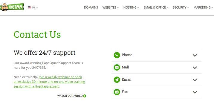 دعم ومعلومات HostPapa