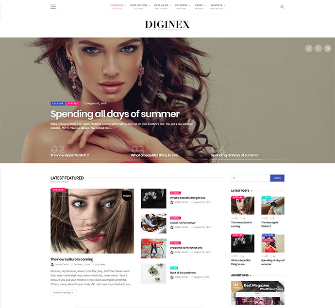 Diginex - Magazin, Blog, Nachrichten und virales WordPress-Theme