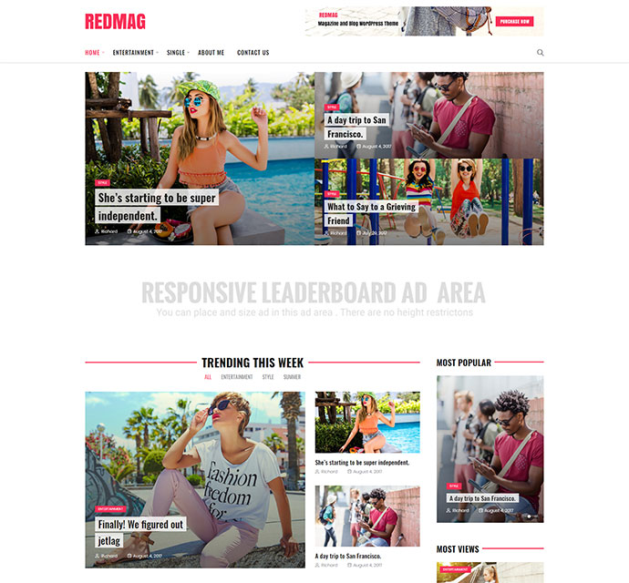 RedMag - Für AdSense optimiertes Thema für Unterhaltungsnachrichten