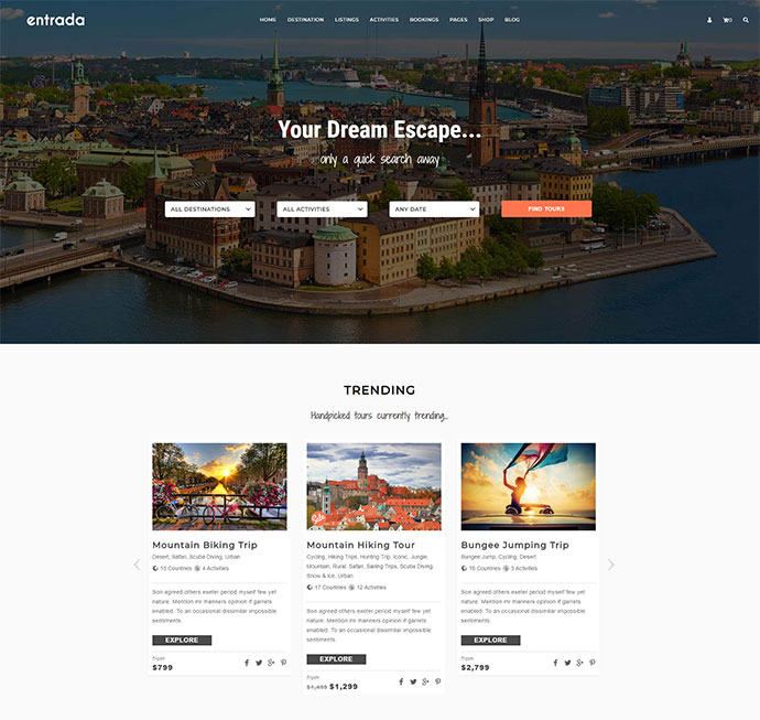 Tourbuchung - Tour Adventure WordPress Theme - Entrada