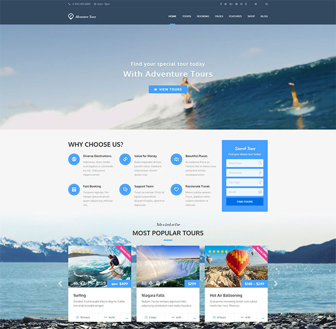 Adventure Tours - WordPress Tour/Reisethema