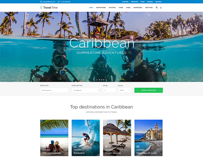 Reisezeit - Tour, Hotel und Urlaubsreisen WordPress Theme