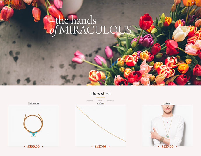 Amour - Shop-WordPress-Thema - Blume - Schmuck - Handarbeit - Geschenk