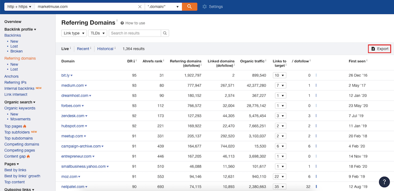 Pentru a identifica site-uri potrivite, puteți viza, analiza profilul backlink al unuia dintre cele mai populare site-uri din nișa dvs. Cu un instrument precum Ahref, puteți exporta toate site-urile web care leagă la site-ul autorității.
