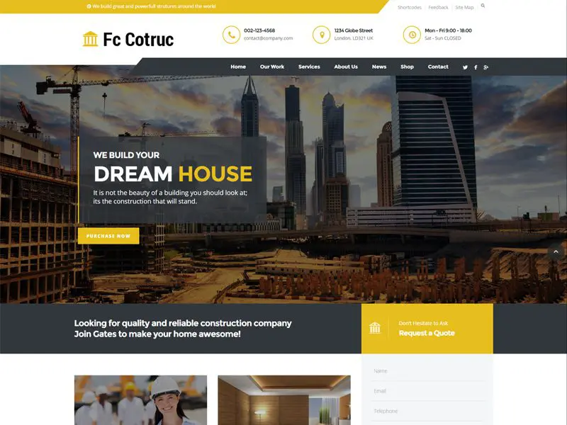 Templat Situs Web Perusahaan Konstruksi Gratis