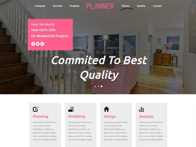 Templat Situs Web Interior Perencana