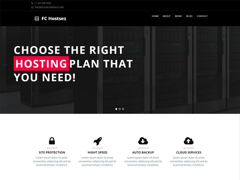 Modelo de site de hospedagem gratuita Fc Hostses