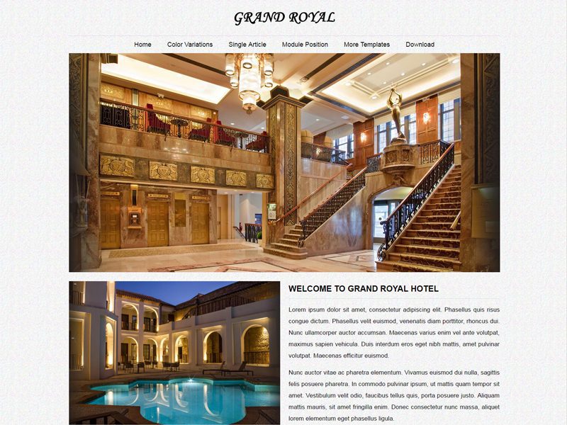 Modelo de Hotel Joomla Gratuito Jsr Grand Royal