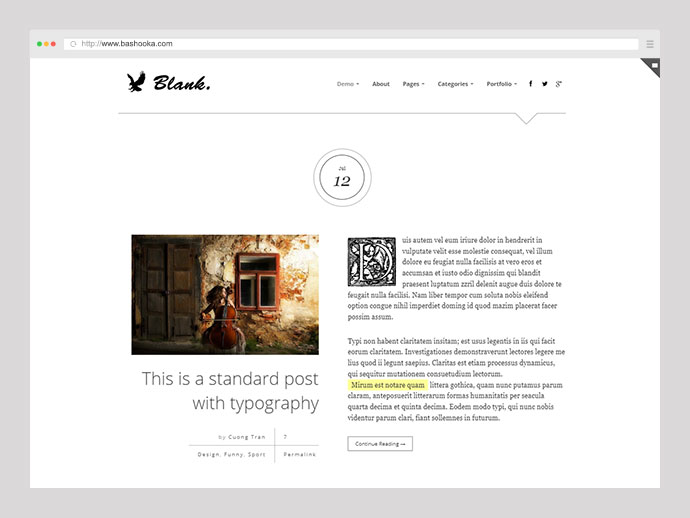 Blank - Elegantes, minimalistisches WordPress-Blog-Theme