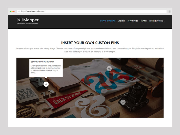 iMapper - Mappatore / Pinner di immagini di WordPress, aggiungi pin interattivi alle tue foto, seleziona immagine e pin