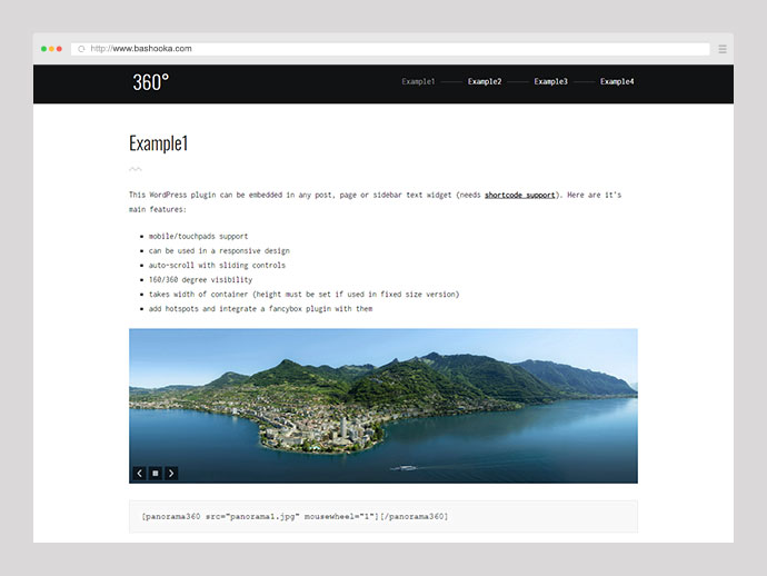 Visualizzatore di immagini panoramiche a 360° piatto - Plugin WordPress reattivo
