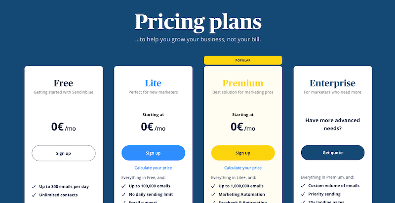 Est-il possible d'obtenir gratuitement le forfait Sendinblue Premium ?
