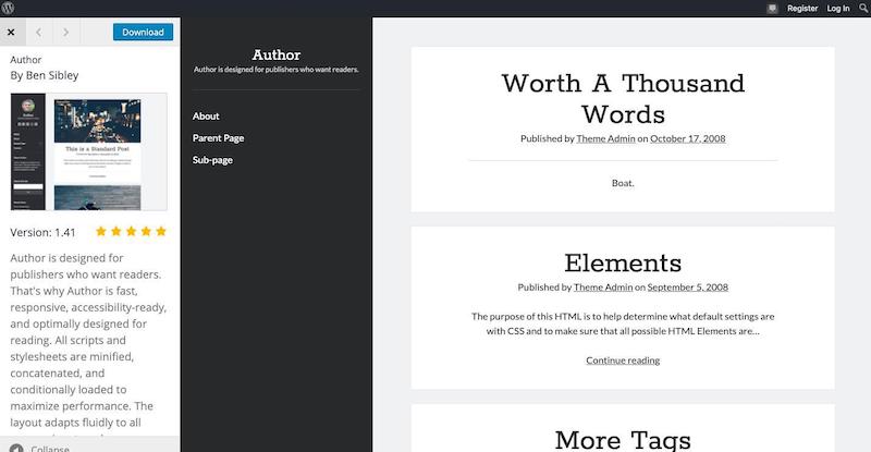 作者 WordPress 主题