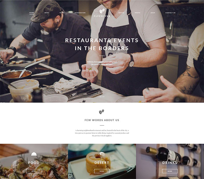 FlyCoffee Shop - Responsives Café- und Restaurant-WordPress-Theme