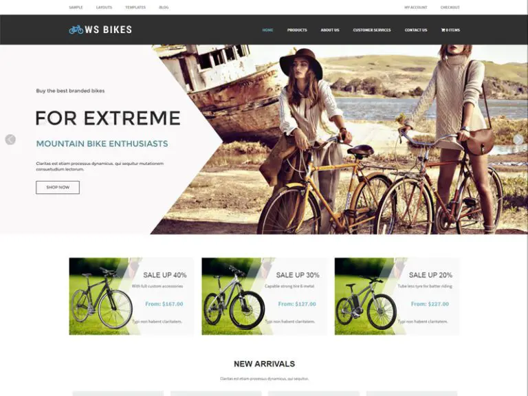 Ws Bikes Darmowy responsywny sklep rowerowy Woocommerce Wordpress Theme