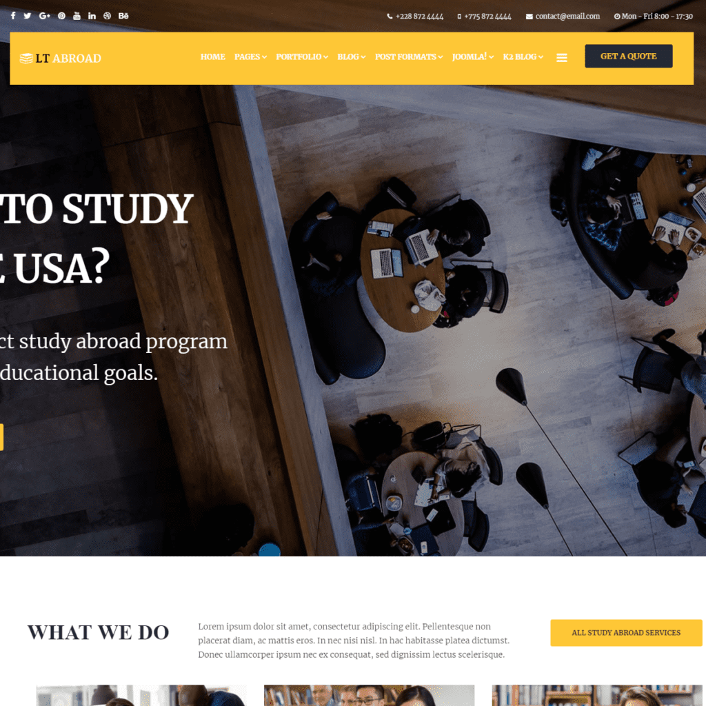 Lt Abroad Template gratuito per Joomla Education