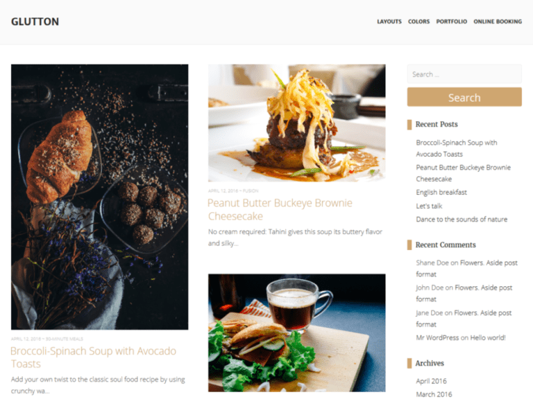 Motyw restauracji Glutton Wordpress