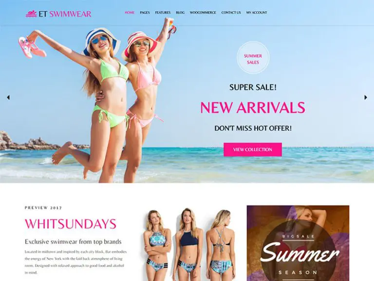 Et Swimwear 免费响应式服装 Wordpress 主题
