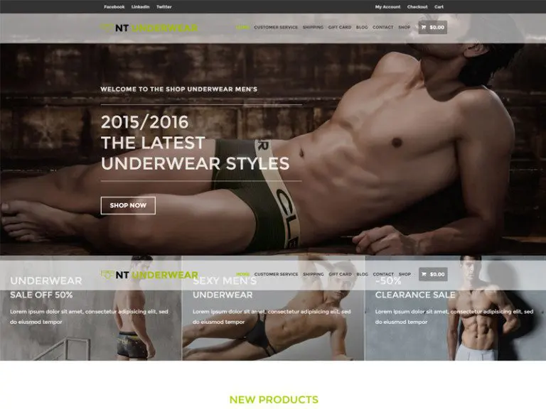 Nt Underwear 时尚商店的免费 Wordpress 主题