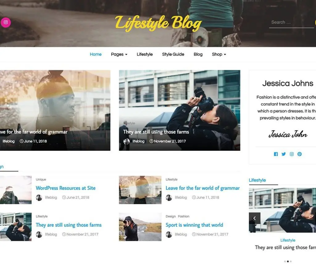 Lifestyle Blog Darmowy blog WordPress Theme