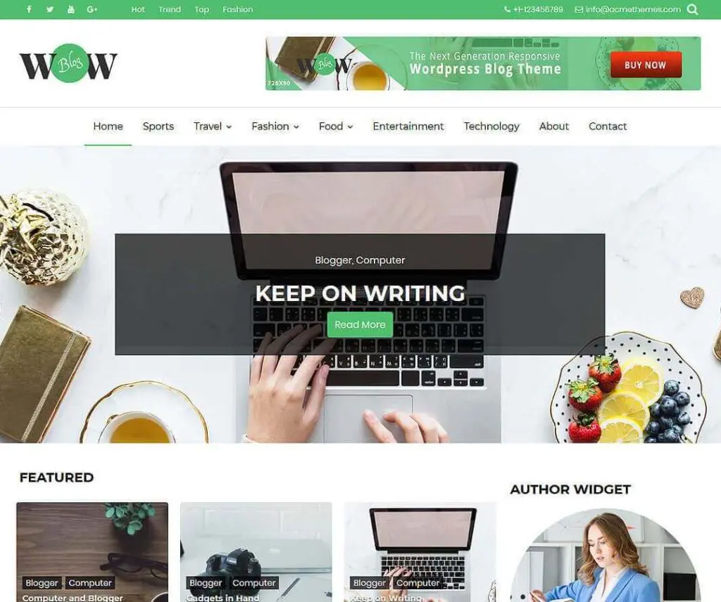 Wow Blog Darmowy WordPress Portfolio Theme