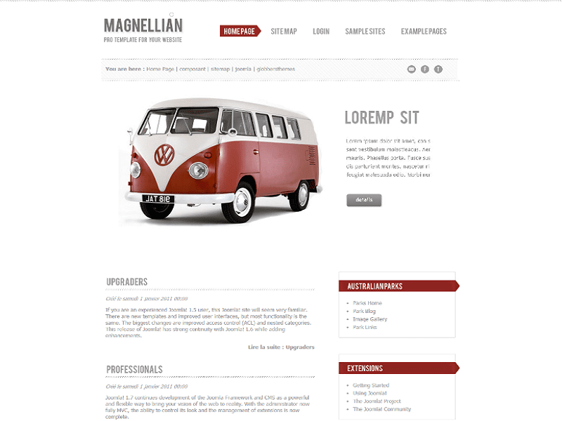 Magnellian – darmowy szablon Joomla 1.7 dla samochodów